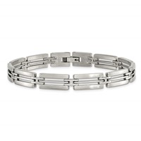 Chisel Stainless Steel Brushed and Polished Link Bracelet, 8.75" view 4