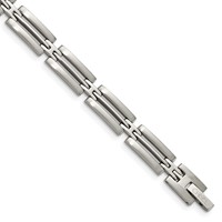 Chisel Stainless Steel Brushed and Polished Link Bracelet, 8.75" view 1