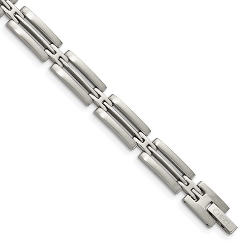 Chisel Stainless Steel Brushed and Polished Link Bracelet, 8.75"