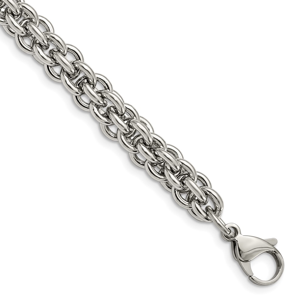 Stainless Steel Polished Fancy Circle Link 8.5in Bracelet