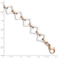Chisel Stainless Steel Polished Rose IP-plated Bracelet with White Ceramic Open Link, 7" view 5