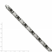 Chisel Stainless Steel Polished Bracelet with Black Carbon Fiber Inlay Link, 8.75" view 5