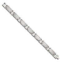 Chisel Stainless Steel Polished and Textured Link Bracelet, 8.5" view 3