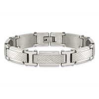 Chisel Stainless Steel Polished and Textured Link Bracelet, 8.5" view 4