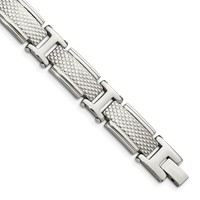Chisel Stainless Steel Polished and Textured Link Bracelet, 8.5" view 1