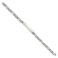 Chisel Stainless Steel Polished Figaro Chain ID Bracelet, 8.25" view 3