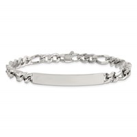 Chisel Stainless Steel Polished Figaro Chain ID Bracelet, 8.25" view 4