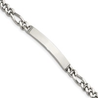 Chisel Stainless Steel Polished Figaro Chain ID Bracelet, 8.25" view 1