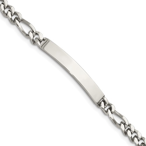 Chisel Stainless Steel Polished Figaro Chain ID Bracelet, 8.25"