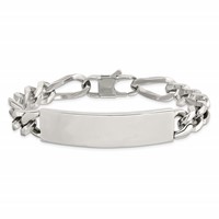 Chisel Stainless Steel Polished Figaro Large ID Bracelet - 9in view 4
