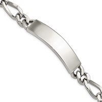 Chisel Stainless Steel Polished Figaro Large ID Bracelet - 9in view 1