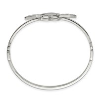 Stainless Steel Polished Moveable Love Heart Bangle with Wings view 3