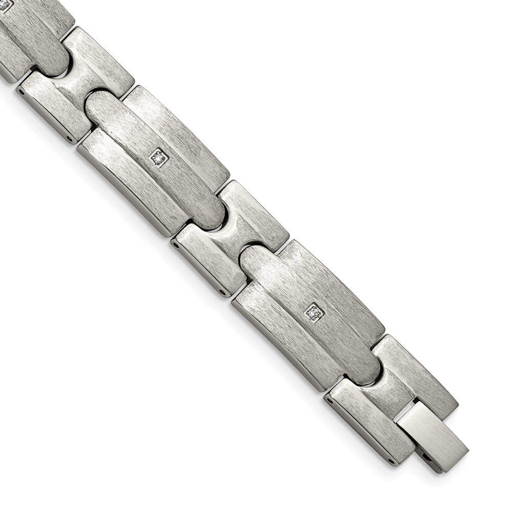 Stainless Steel Brushed with CZ 8.25in Bracelet