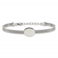 Stainless Steel Polished Oval Bracelet with 1.25in Ext., 7.25" view 4