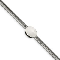 Stainless Steel Polished Oval Bracelet with 1.25in Ext., 7.25" view 1