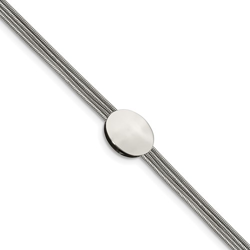 Stainless Steel Polished Oval Bracelet with 1.25in Ext., 7.25"