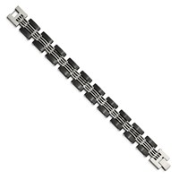 Chisel Stainless Steel Brushed and Polished Black IP-plated Link Bracelet, 8" view 3