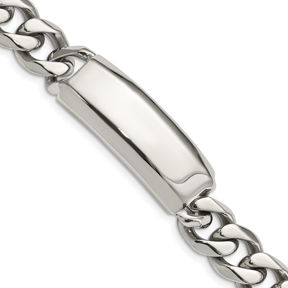 Stainless Steel Antiqued and Polished Curb Link 8.75in ID Bracelet