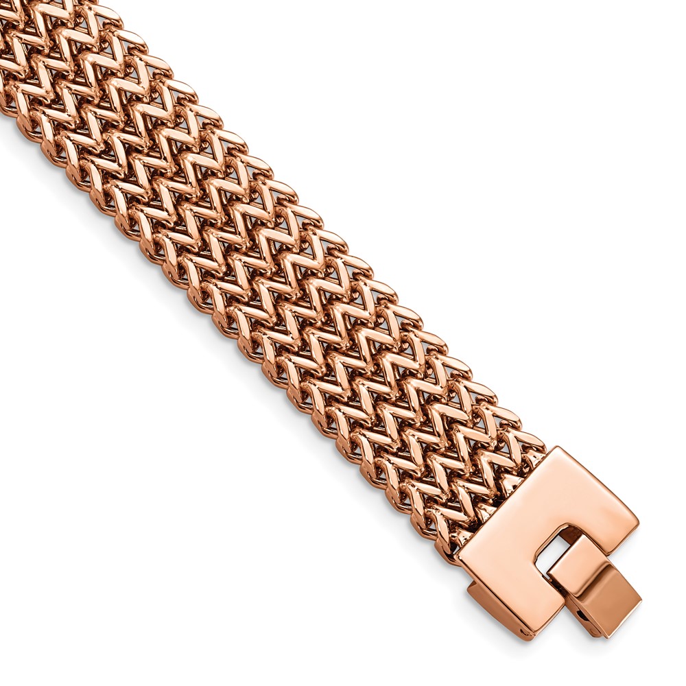 Stainless Steel Brushed Rose IP-plated Woven 7.5in Bracelet