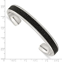 Chisel Stainless Steel Polished Bangle with Genuine Stingray Inlay Cuff view 4
