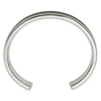 Chisel Stainless Steel Polished Black IP-plated Bangle with Black Carbon Fiber Inlay Cross Design Cuff view 3