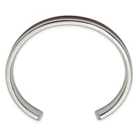 Chisel Stainless Steel Polished with Red Orange Koa Wood Inlay Cuff Bangle view 3