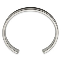 Chisel Stainless Steel Polished Bangle with Enameled Koa Wood Inlay Cuff view 3
