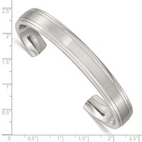 Chisel Stainless Steel Brushed and Polished Double Step Edge 11mm Cuff Bangle view 4