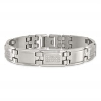 Chisel Stainless Steel Polished and Matte Bracelet with 0.75 Carat Diamond, 8.75" view 4