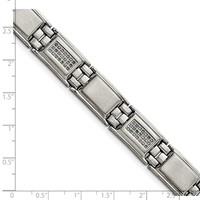 Chisel Stainless Steel Polished and Matte Bracelet with 0.75 Carat Diamond, 8.75" view 5