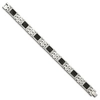 Chisel Stainless Steel Polished Black IP-plated Mesh Bracelet with 0.33 Carat Diamond, 8.75" view 3