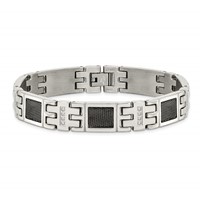 Chisel Stainless Steel Polished Black IP-plated Mesh Bracelet with 0.33 Carat Diamond, 8.75" view 4
