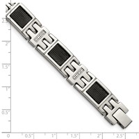 Chisel Stainless Steel Polished Black IP-plated Mesh Bracelet with 0.33 Carat Diamond, 8.75" view 5