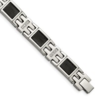 Chisel Stainless Steel Polished Black IP-plated Mesh Bracelet with 0.33 Carat Diamond, 8.75" view 1