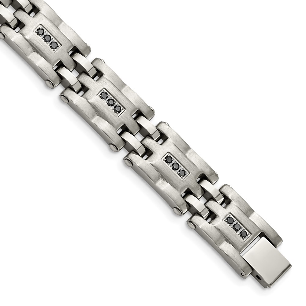 Stainless Steel Brushed and Polished 3/4ct tw. Diamond 8.5in Bracelet