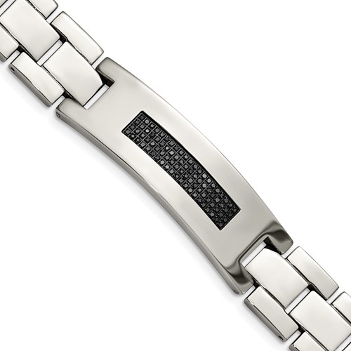 Chisel Stainless Steel Polished Bracelet with 0.50 Carat Diamond, 8.25"