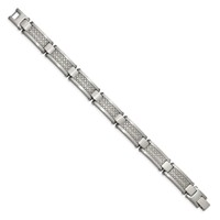 Chisel Stainless Steel Antiqued and Matte Bracelet with 0.10 Carat Diamond, 9" view 3