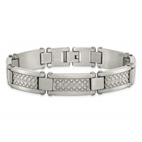 Chisel Stainless Steel Antiqued and Matte Bracelet with 0.10 Carat Diamond, 9" view 4
