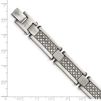Chisel Stainless Steel Antiqued and Matte Bracelet with 0.10 Carat Diamond, 9" view 5