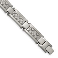 Chisel Stainless Steel Antiqued and Matte Bracelet with 0.10 Carat Diamond, 9" view 1