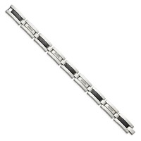 Chisel Stainless Steel Polished Black IP-plated Bracelet with 0.25 Carat Diamond, 8.5" view 3