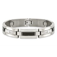 Chisel Stainless Steel Polished Black IP-plated Bracelet with 0.25 Carat Diamond, 8.5" view 4