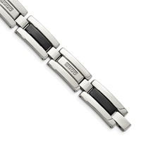 Chisel Stainless Steel Polished Black IP-plated Bracelet with 0.25 Carat Diamond, 8.5" view 1