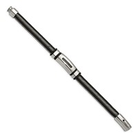 Chisel Stainless Steel Polished Black IP-plated Bracelet with 0.10 Carat Black Diamond, 8.5" view 3