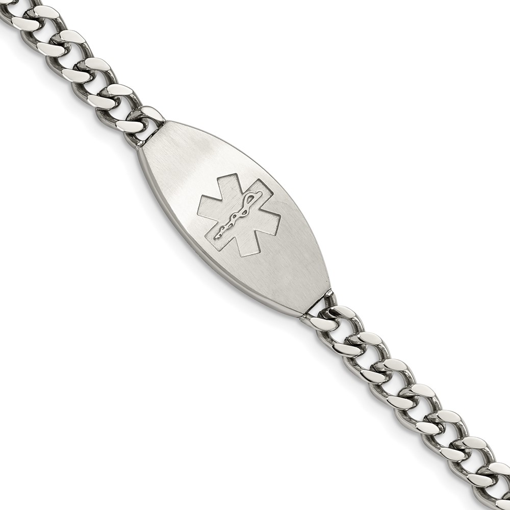 Stainless Steel Brushed 8.5in Medical ID Bracelet