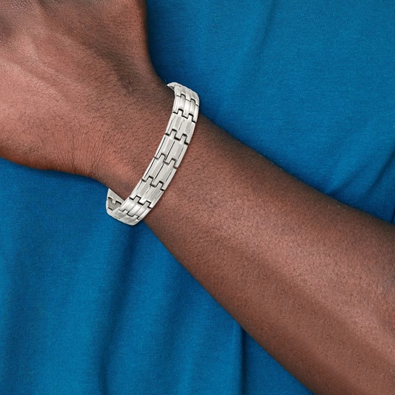 Chisel Stainless Steel Brushed and Polished 8.5 inch Link Bracelet