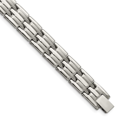 Chisel Stainless Steel Brushed and Polished Link Bracelet, 8.5"