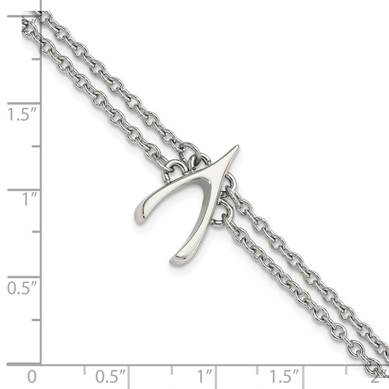 Stainless Steel Polished 2-Strand Wishbone Bracelet
