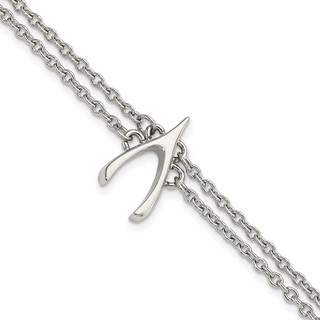 Stainless Steel Polished 2-Strand Wishbone Bracelet
