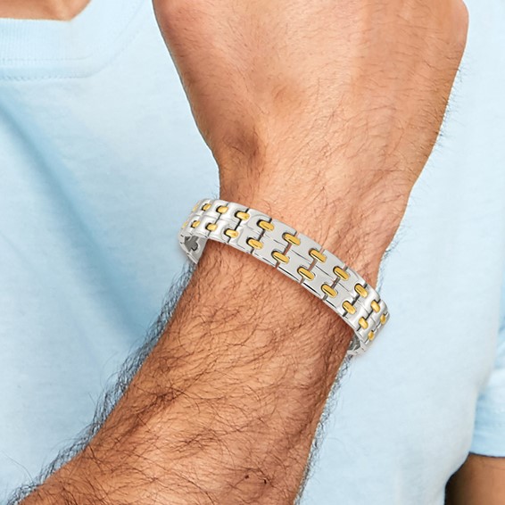 Chisel Stainless Steel Polished Yellow IP-plated 8.5 inch Link Bracelet